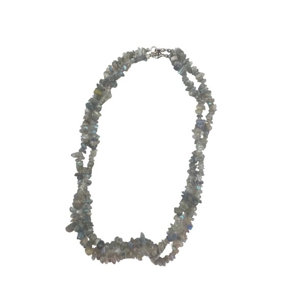 Labradorite Gemstone Chip Bead Necklace 36 Inches - Picture 8 of 11